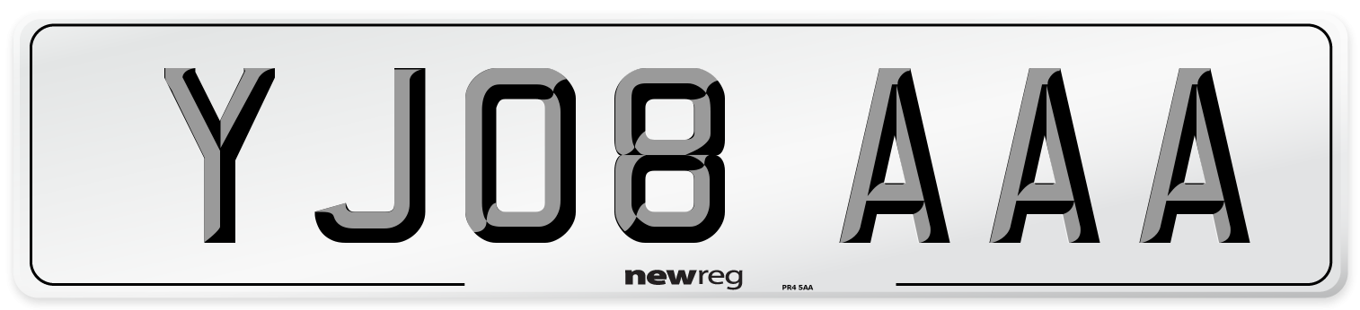 YJ08 AAA Number Plate from New Reg